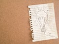 Hadn writing light bulb on crumpled paper - business idea concept Royalty Free Stock Photo