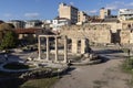 Hadrian Library, remains of Roman Emperor Hadrian building in antique times, Athens, Greece