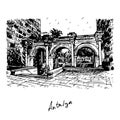 Old city. Antalya, Turkey. Graphic illustration