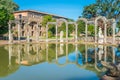 Canopo at Hadrian`s Villa, large Roman archaeological complex at Tivoli, province of Rome, Lazio, central Italy. Royalty Free Stock Photo