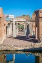 Maritime Theatre at Hadrian`s Villa, large Roman archaeological complex at Tivoli, province of Rome, Lazio, central Italy. Royalty Free Stock Photo