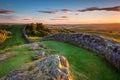 Hadrian`s Wall near sunset at Walltown Royalty Free Stock Photo