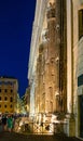 Hadrian Temple ancient wall with colonnade at Piazza di Pietra square in historic center of Rome in Italy Royalty Free Stock Photo