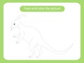 Hadrosaurus dinosaur. Trace and color the picture children s educational game