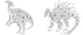 Hadrosaurus and stegosaurus coloring pages Royalty Free Stock Photo