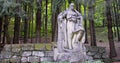 Hadzhi Dimitar national revolutionary hero memorial monument in the mountains forest, Buzludzha, Bulgaria 4K video