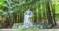 Hadzhi Dimitar national revolutionary hero memorial monument in the mountains forest, Buzludzha, Bulgaria 4K video