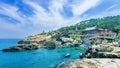 Haedong Yonggungsa Temple and Haeundae Sea in Busan, South Korea Royalty Free Stock Photo