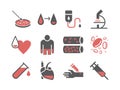 Haematology icons. Hospital department. Health center. Vector sign for web graphics.