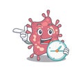 Haemophilus ducreyi mascot design concept smiling with clock Royalty Free Stock Photo