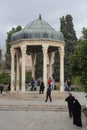 Hafez mausoleum and its visitors, men and women at the Hafez tomb, Shiraz, Iran