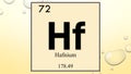 Hafnium chemical element symbol on yellow bubble background Royalty Free Stock Photo