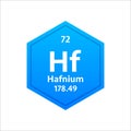 Hafnium symbol. Chemical element of the periodic table. Vector stock illustration