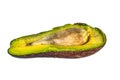 Haft of avocado over white background
