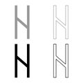 Hagalaz rune Hagall hail havos icon set grey black color illustration outline flat style simple image