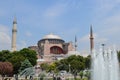 Hagia Sophia (Ayasofya Mosque) and fountain view from the Sultanahmet Park in Istanbul Royalty Free Stock Photo