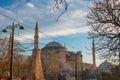 Hagia Sophia or Ayasofya Mosque at sunrise in the morning in winter Royalty Free Stock Photo