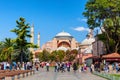 Hagia Sophia Ayasofya museum in the Sultan Ahmet Park in Istanbul, Turkey during sunny summer day