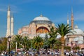 Hagia Sophia Church Museum a sunny day and peoples. Istanbul, Turkey