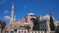 Hagia Sophia domes and minarets in the old town of Istanbul, Turkey, on sunset Royalty Free Stock Photo