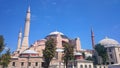 Hagia Sophia domes and minarets in the old town of Istanbul, Turkey, on sunset Royalty Free Stock Photo