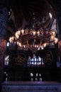 Six-petal flower-shaped mosque-style chandeliers in Istanbul`s Hagia Sophia 2