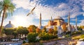 Hagia Sophia Mosque, Istanbul, Turkey, full view Royalty Free Stock Photo