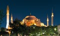 Hagia Sophia mosque at night, Istanbul, Turkey Royalty Free Stock Photo