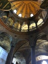 The Hagia Sophia ornamental ceiling, Byzantine architecture, famous landmark and architectural world wonder in Istanbul, Turkey