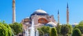 Hagia Sophia in summer, Istanbul, Turkey. Scenic panoramic view of old mosque, famous monument of Byzantine culture Royalty Free Stock Photo