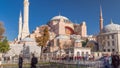 Hagia Sophia timelapse hyperlapse front view, Istanbul, Turkey
