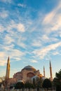 Hagia Sophia vertical photo. Ayasofya Mosque at sunrise in the morning Royalty Free Stock Photo