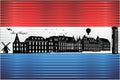 The Hague city skyline with flag of Netherlands on background Royalty Free Stock Photo