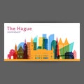The Hague colorful architecture vector illustration