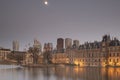 The Hague - February 17 2019: The Hague, The Neherlands. Binnenhof castle, Dutch Parliament, with the court pond Royalty Free Stock Photo