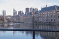The Hague - February 17 2019: The Hague, The Neherlands. Binnenhof castle, Dutch parliament. during golden hour, with