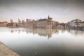 The Hague - February 17 2019: The Hague, The Neherlands. View to the historical Binnenhof with the Hofvijver lake by