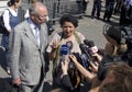 Kada Hotic at Mladic trial Royalty Free Stock Photo