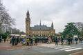 Palestinian protesters in front the International Court of Justice (ICJ) over the Palestinian and Israel war hearing Royalty Free Stock Photo