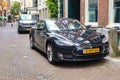 Luxury electric car parked on street