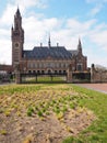 The Hague, Netherlands - 2015, March 22: The Peace palace and forecourt, administrative building and library, home of the Royalty Free Stock Photo