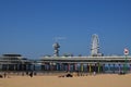 Hague, Netherlands - May 2, 2022: Beautiful view of beach and Scheveningen Pier with Ferris wheel Royalty Free Stock Photo