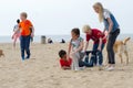 The Hague, Netherlands - May 8, 2015: Children playing at the beach, Scheveningen Royalty Free Stock Photo