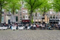 The Hague, Netherlands - May 8, 2015: Dutch People at Cafeteria in Het Plein