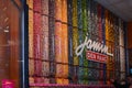 Hague, Netherlands - May 2, 2022: Many colorful sweets in Jamin candy store