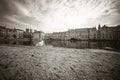 The Hague, The Netherlands - November 10, 2020: An abandoned park by the courtyard, no people, only seagulls on the