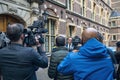 The Hague, The Netherlands - November 10, 2020: Press conference in the courtyard, because of the lockdown by Covid-19 there are
