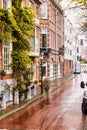 Small historic dutch houses and street lantern Royalty Free Stock Photo