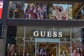 HAGUE, NETHERLANDS - SEPTEMBER 10, 2022: Entrance of GUESS store on city street
