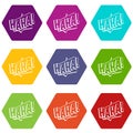HAHA, comic text sound effect icon set color hexahedron